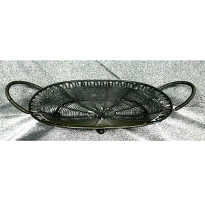 Wire Oval Shallow Fruit Basket with Handles Centerpiece- 18" x 11"